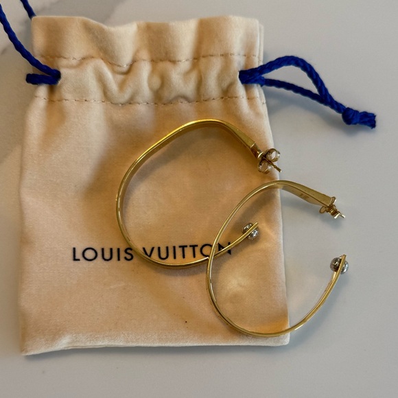 Louis Vuitton Monogram Gold Hoop Earrings - Picture 3 of 5